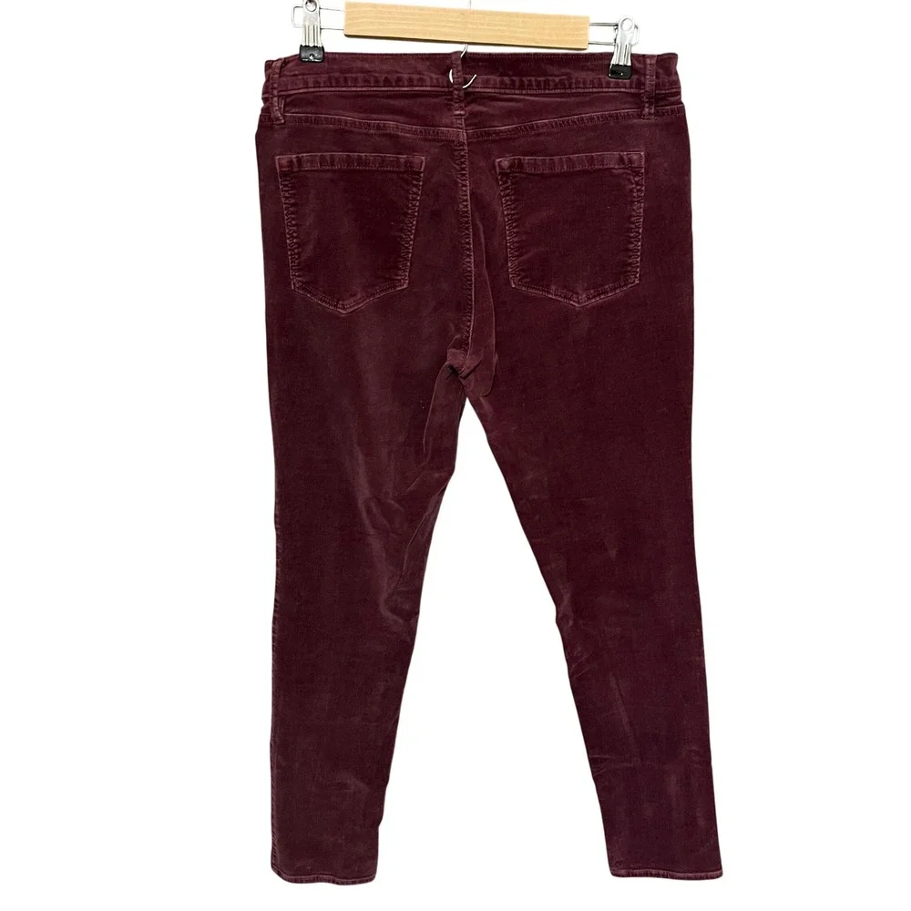 LOFT Modern Sexy Skinny Corduroy Pants‎ Womens Size 30/10 Burgundy Stretch Boho